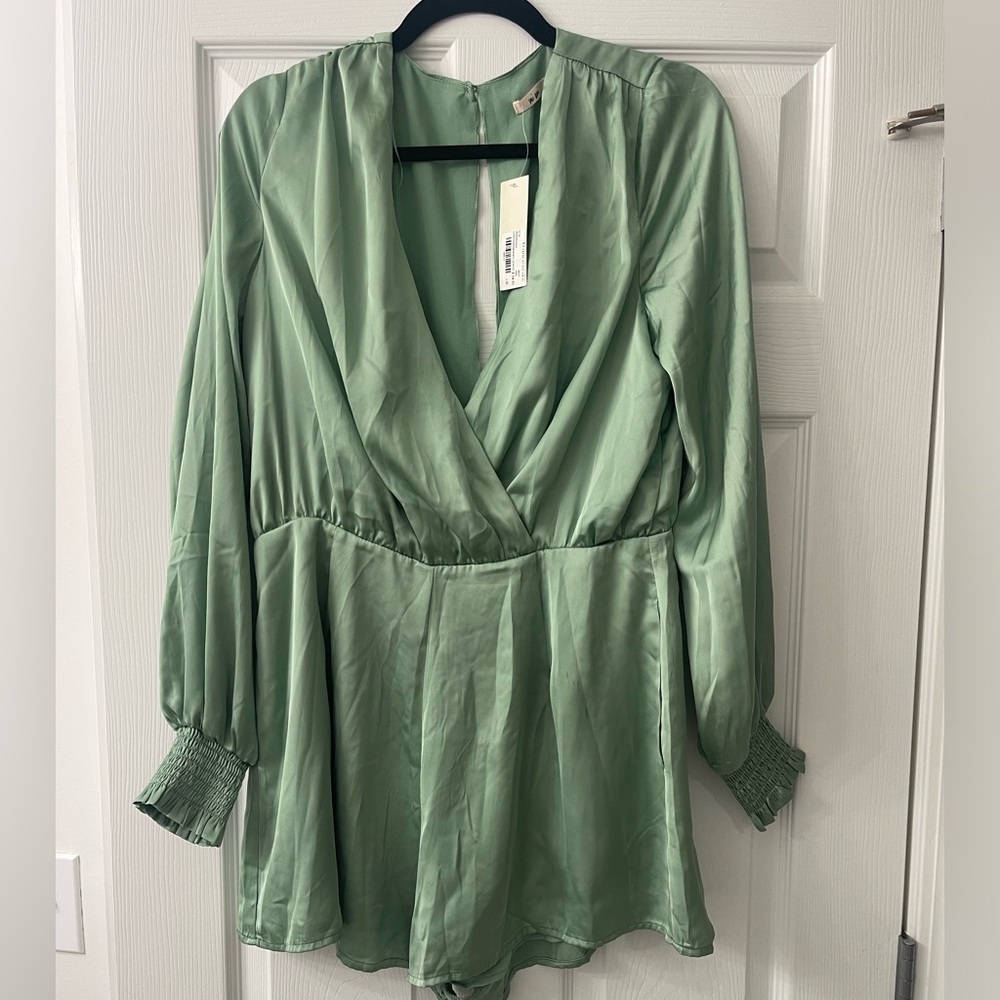 Mint green long sleeve romper